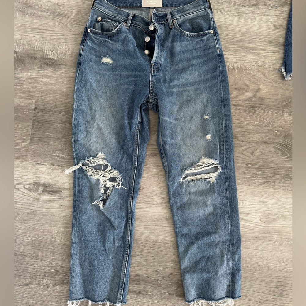 Everlane Distressed Ankle Jeans in Blue